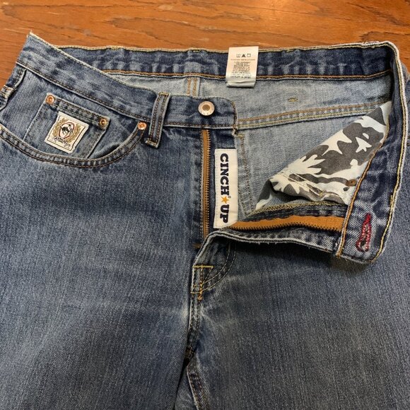 Vintage Cinch Mens Blue Jean Medium Wash Size 32x36 Relaxed Straight-Leg Y2K - Picture 5 of 16